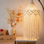 Elegant Macrame Hanging Lamp with Fringes | Kelmera