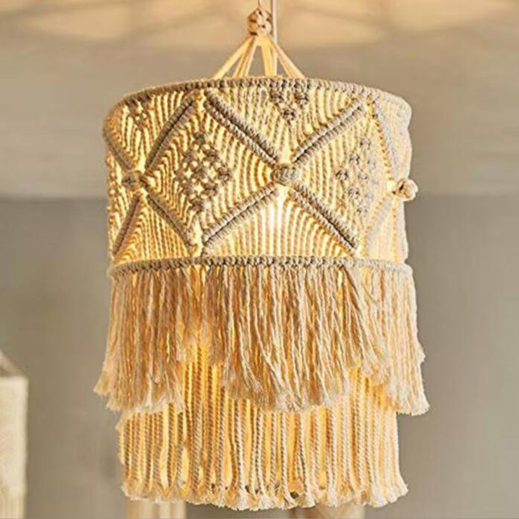 Elegant Macrame Hanging Lamp with Fringes | Kelmera