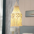 Elegant Macrame Hanging Lamp with Fringes | Kelmera