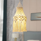 Elegant Macrame Hanging Lamp with Fringes | Kelmera