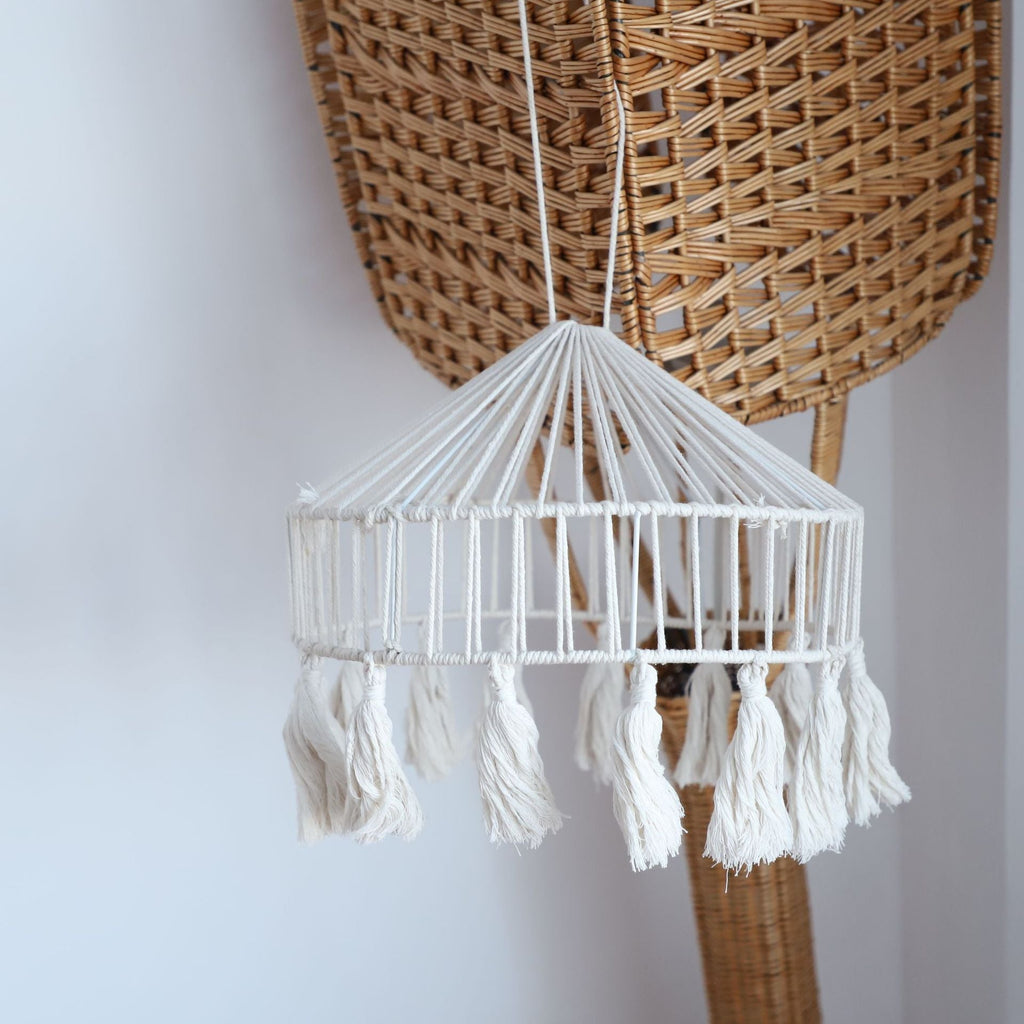 Elegant Macrame Hanging Lamp with Fringes | Kelmera