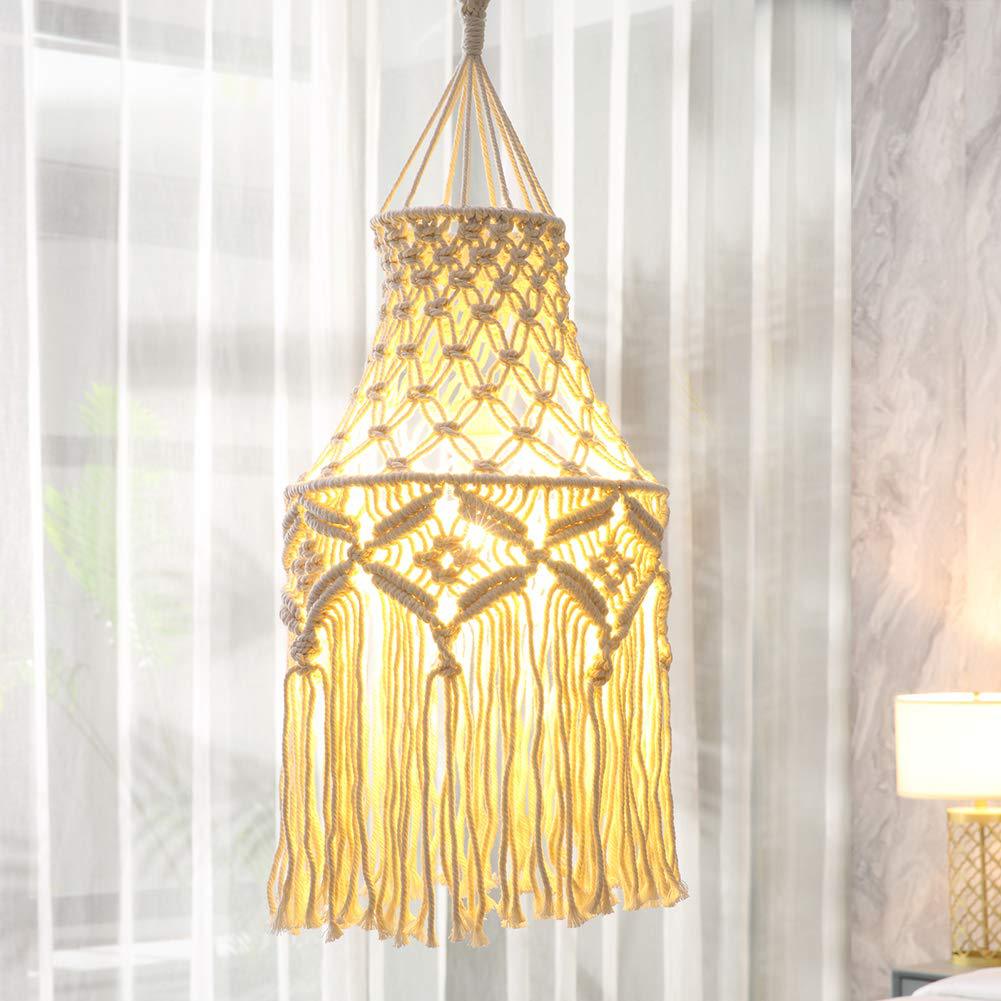 Elegant Macrame Hanging Lamp with Fringes | Kelmera