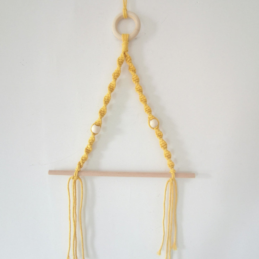 Elegant Macrame Plant Hanger Yellow Gray | Kelmera