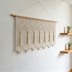 Elegant Macrame Wall Hanging with Artistic Fringes and Geometric Patterns | Kelmera