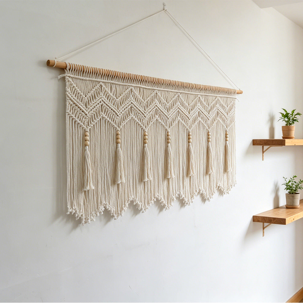 Elegant Macrame Wall Hanging with Artistic Fringes and Geometric Patterns | Kelmera