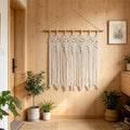 Elegant Macrame Wall Hanging with Artistic Fringes and Geometric Patterns | Kelmera