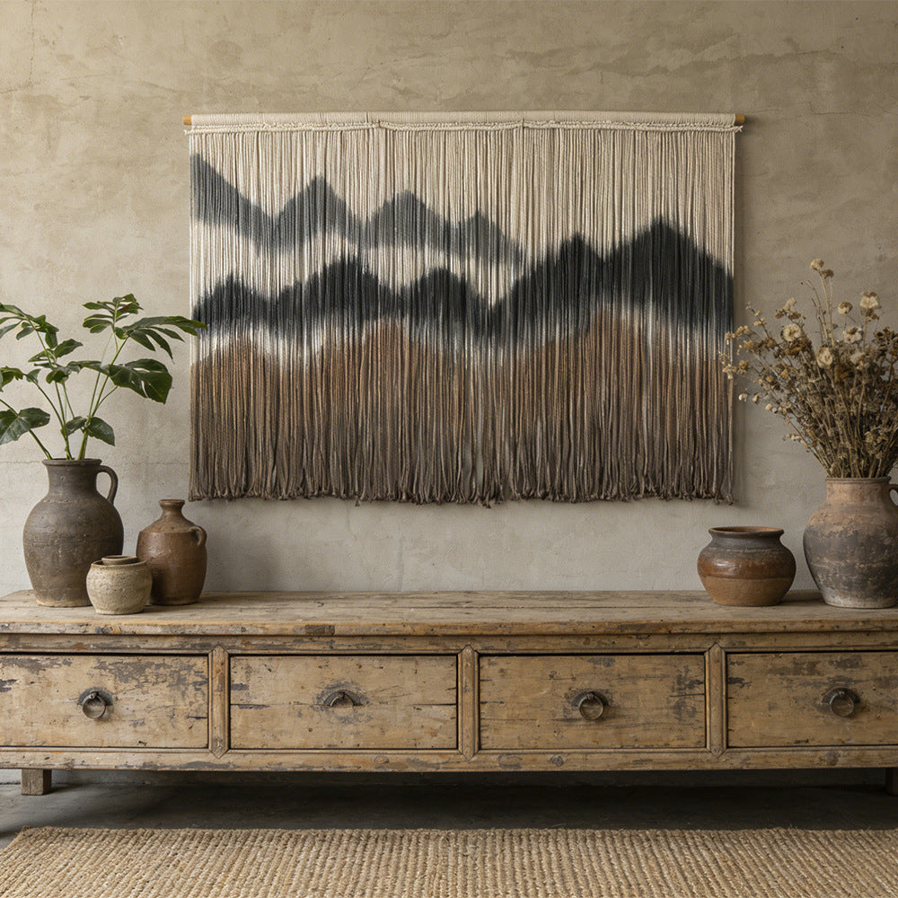 Elegant Macrame Wall Hanging with Artistic Wave Pattern | Kelmera