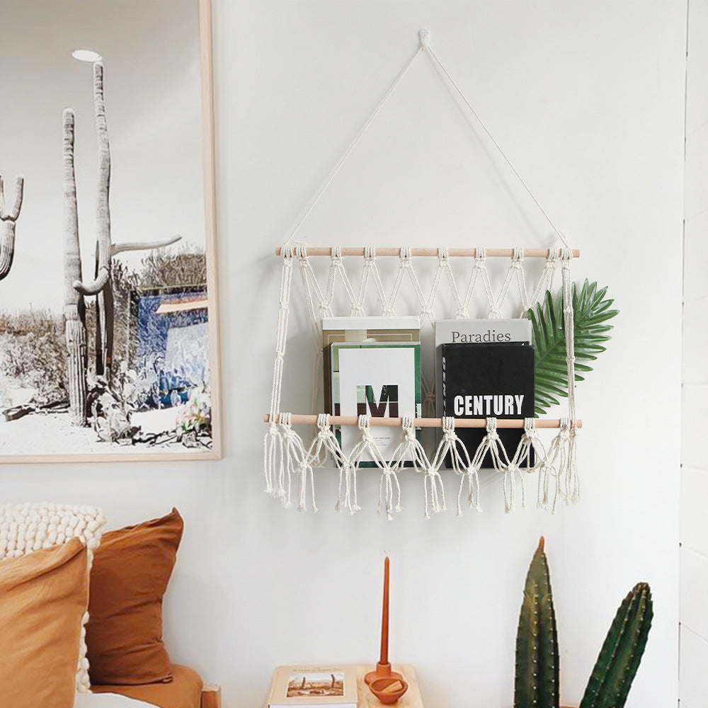 Elegant Macrame Wall Hanging with Decorative Tassels and Wooden Frame | Kelmera