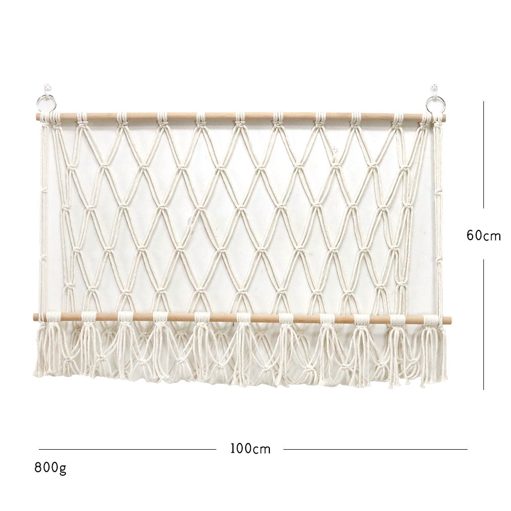 Elegant Macrame Wall Hanging with Decorative Tassels and Wooden Frame | Kelmera