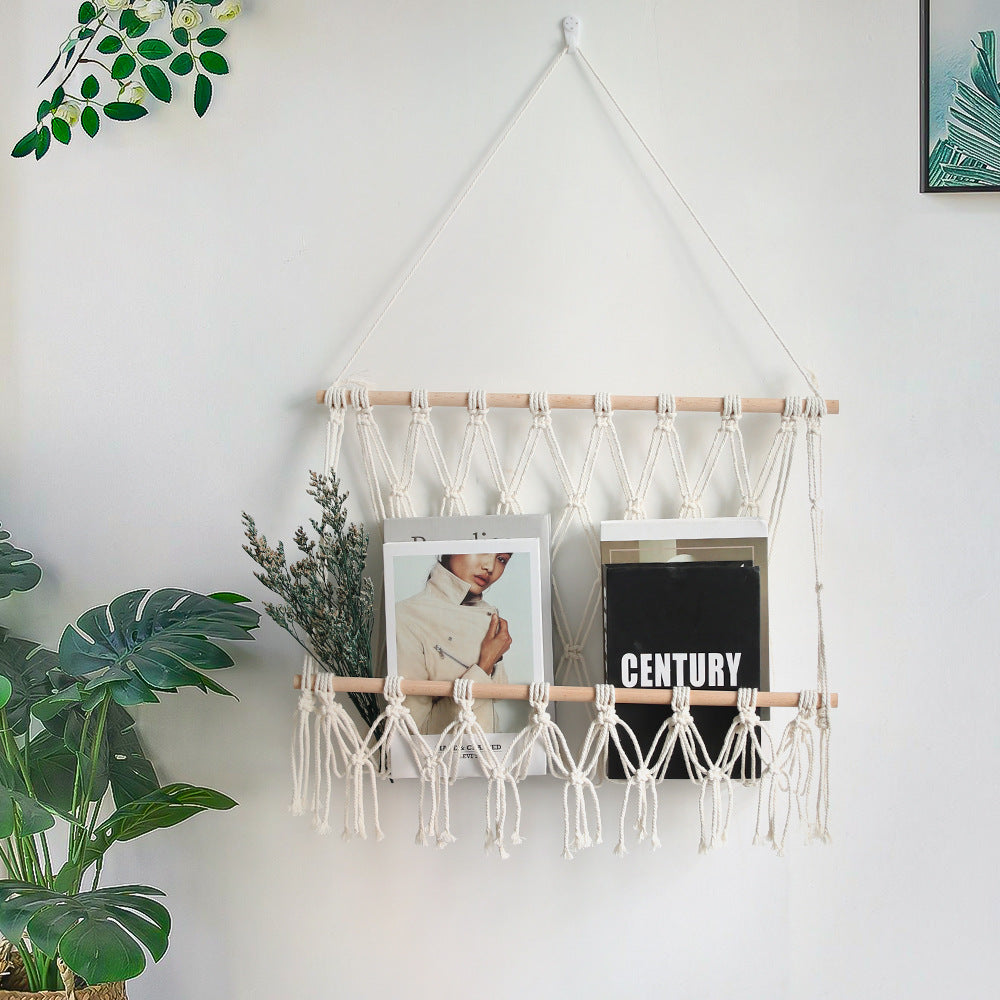 Elegant Macrame Wall Hanging with Decorative Tassels and Wooden Frame | Kelmera