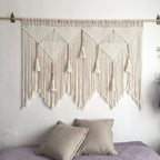Elegant Macrame Wall Hanging with Ornate Fringes and Leaves | Kelmera