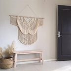 Elegant Macrame Wall Hanging with Ornate Fringes and Leaves | Kelmera