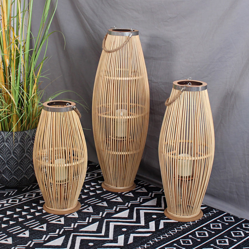 Elegant Rattan Lantern Woven Natural Fiber Soft Textile | Kelmera