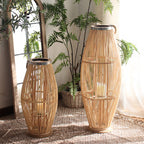 Elegant Rattan Lantern Woven Natural Fiber Soft Textile | Kelmera