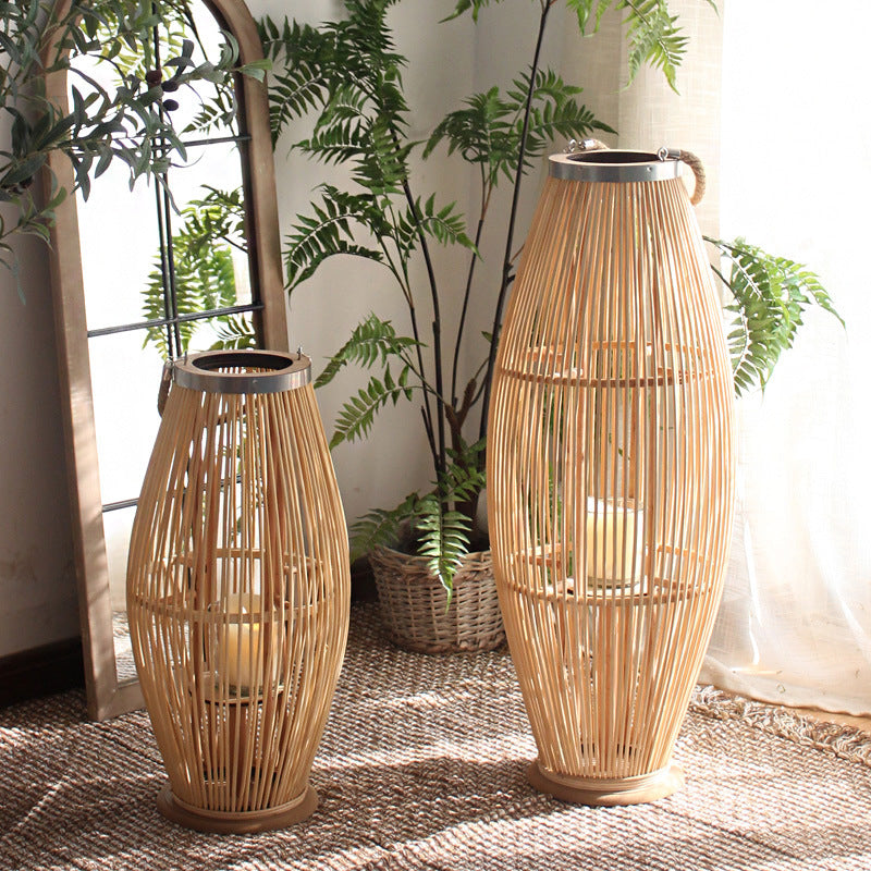 Elegant Rattan Lantern Woven Natural Fiber Soft Textile | Kelmera