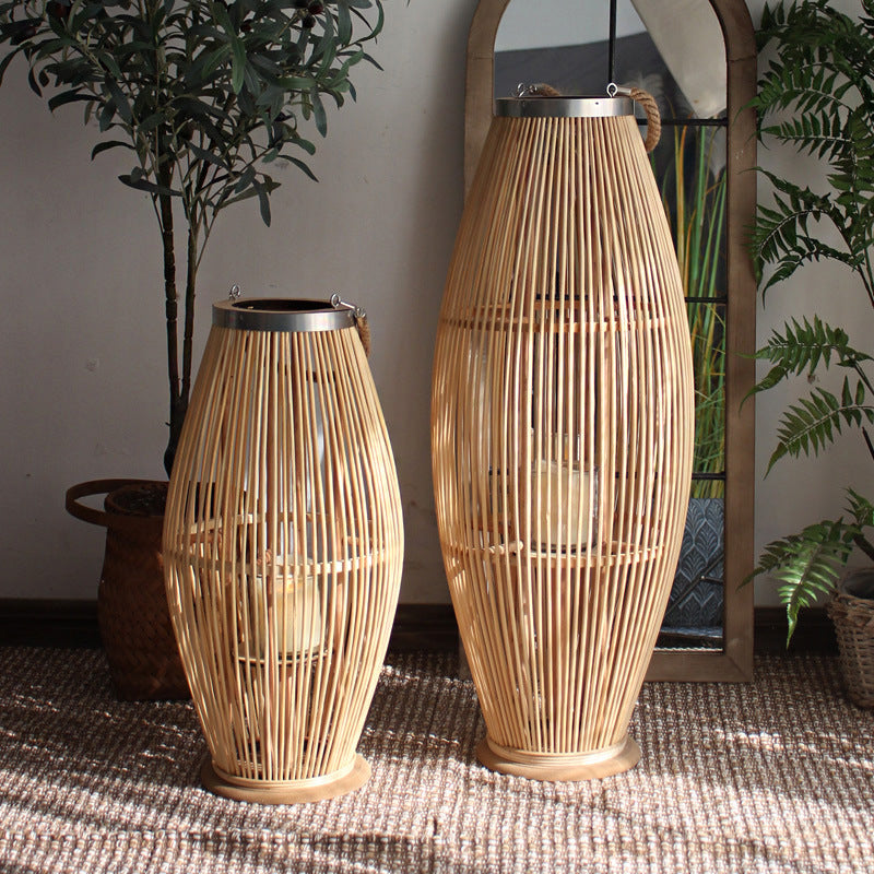 Elegant Rattan Lantern Woven Natural Fiber Soft Textile | Kelmera