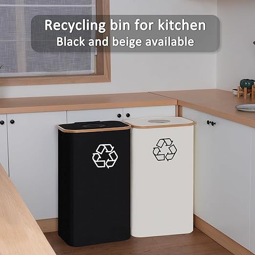 Elegant Recycling Bin with Removable Lid and Compartments | Kelmera
