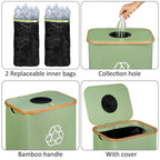 Elegant Recycling Bin with Removable Lid and Compartments | Kelmera