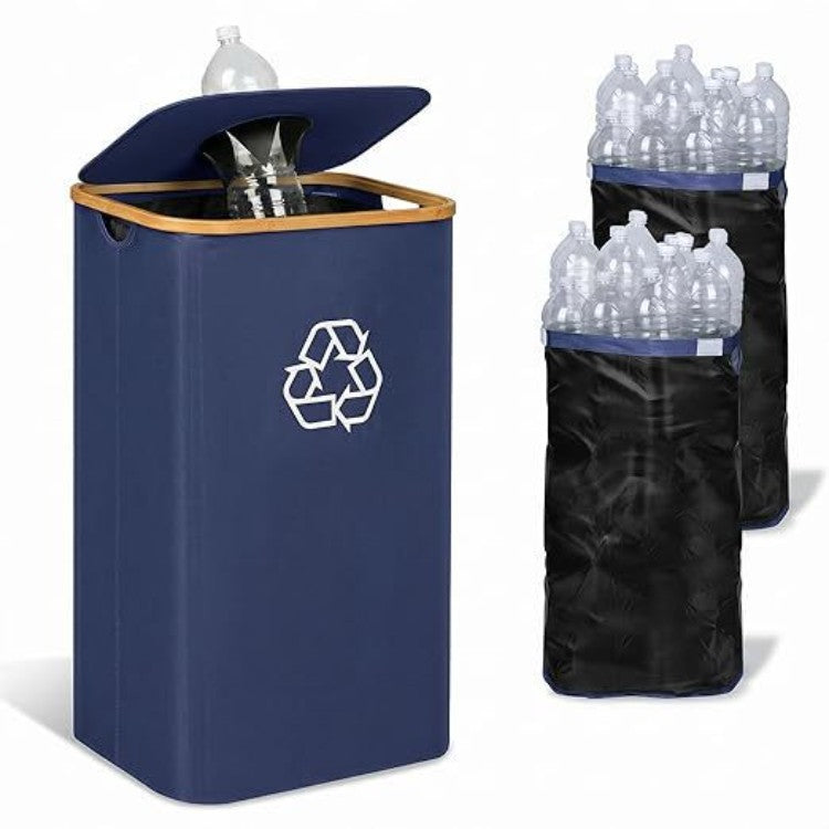 Elegant Recycling Bin with Removable Lid and Compartments | Kelmera