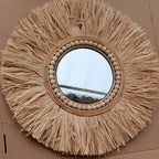 Elegant Round Wall Mirror made of Natural Rattan | Kelmera