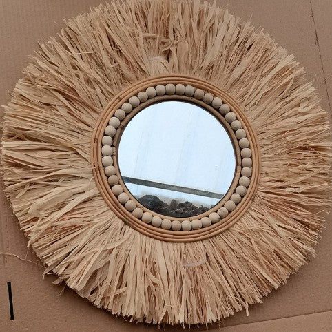 Elegant Round Wall Mirror made of Natural Rattan | Kelmera