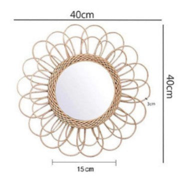 Elegant Round Wall Mirror made of Natural Rattan | Kelmera
