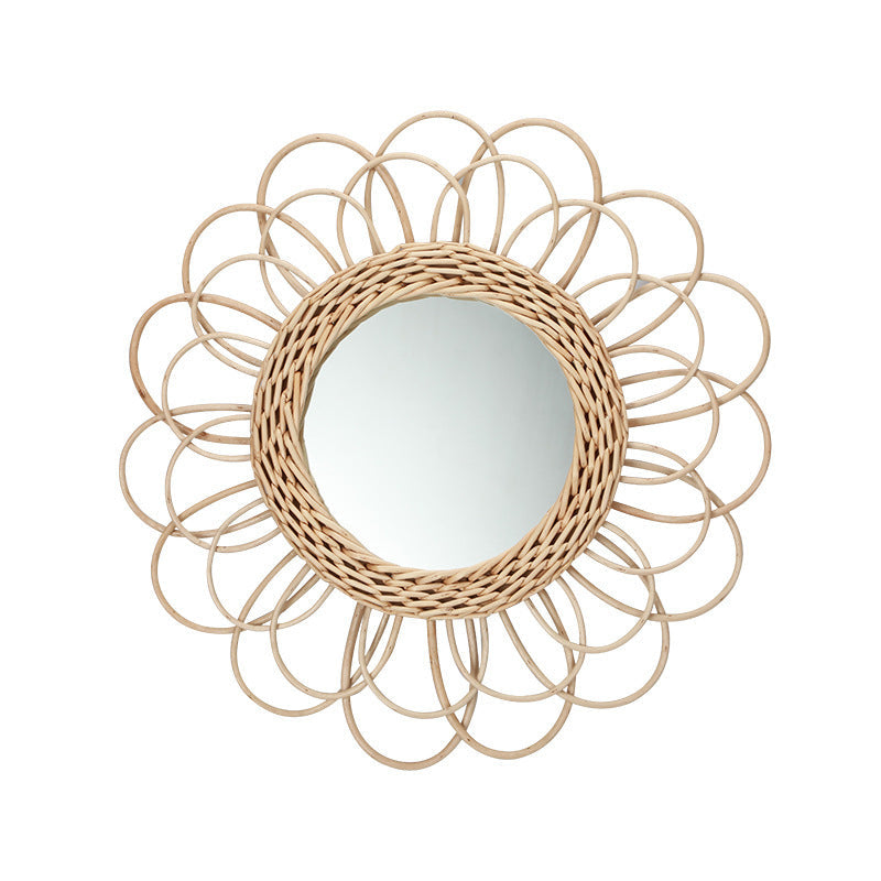 Elegant Round Wall Mirror made of Natural Rattan | Kelmera