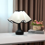 Elegant Ruffled Fabric Shade Nightstand Lamp | Kelmera