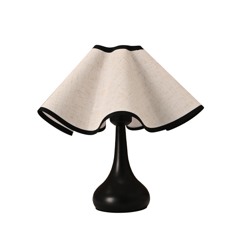 Elegant Ruffled Fabric Shade Nightstand Lamp | Kelmera