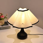 Elegant Ruffled Fabric Shade Nightstand Lamp | Kelmera