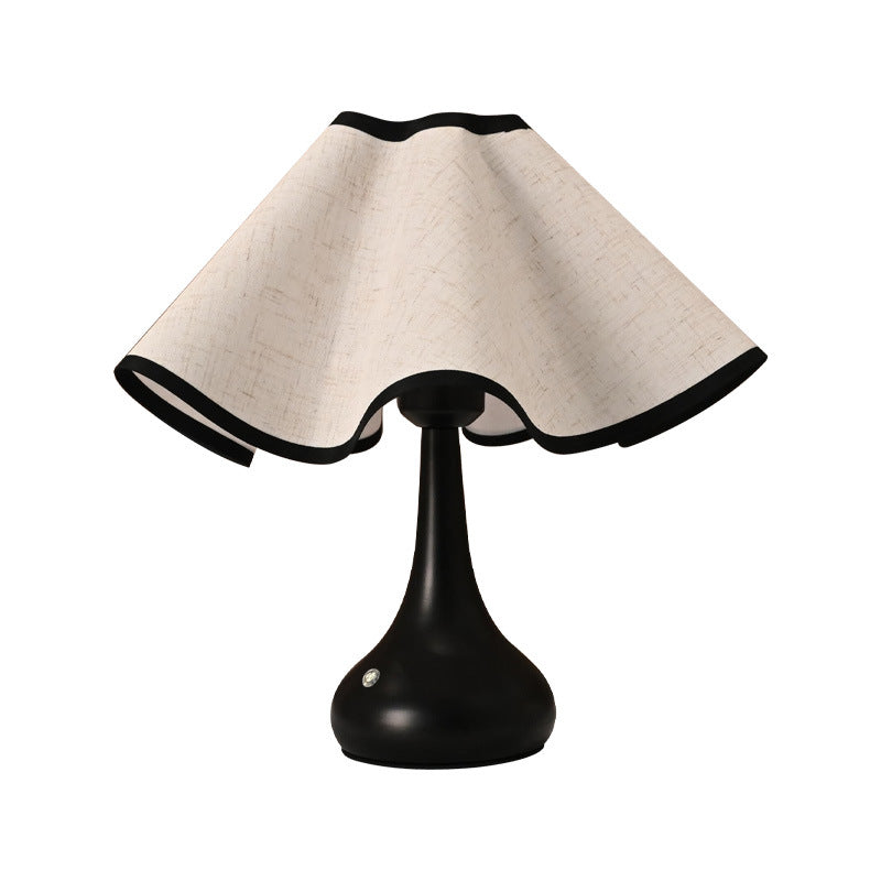Elegant Ruffled Fabric Shade Nightstand Lamp | Kelmera