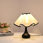 Elegant Ruffled Fabric Shade Nightstand Lamp | Kelmera