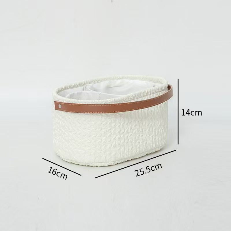 Elegant Storage Basket with Faux Leather Handle | Kelmera