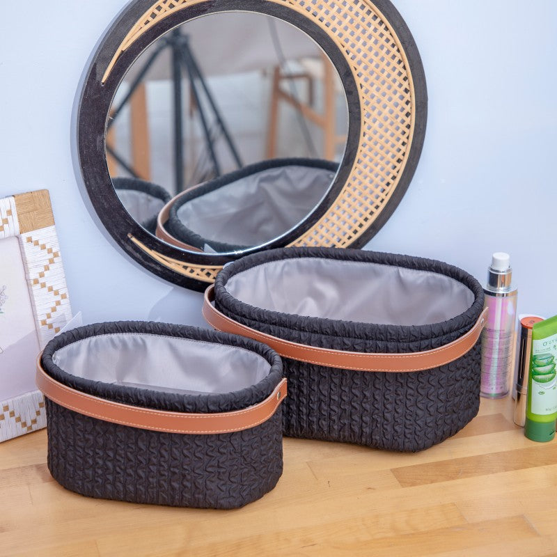 Elegant Storage Basket with Faux Leather Handle | Kelmera