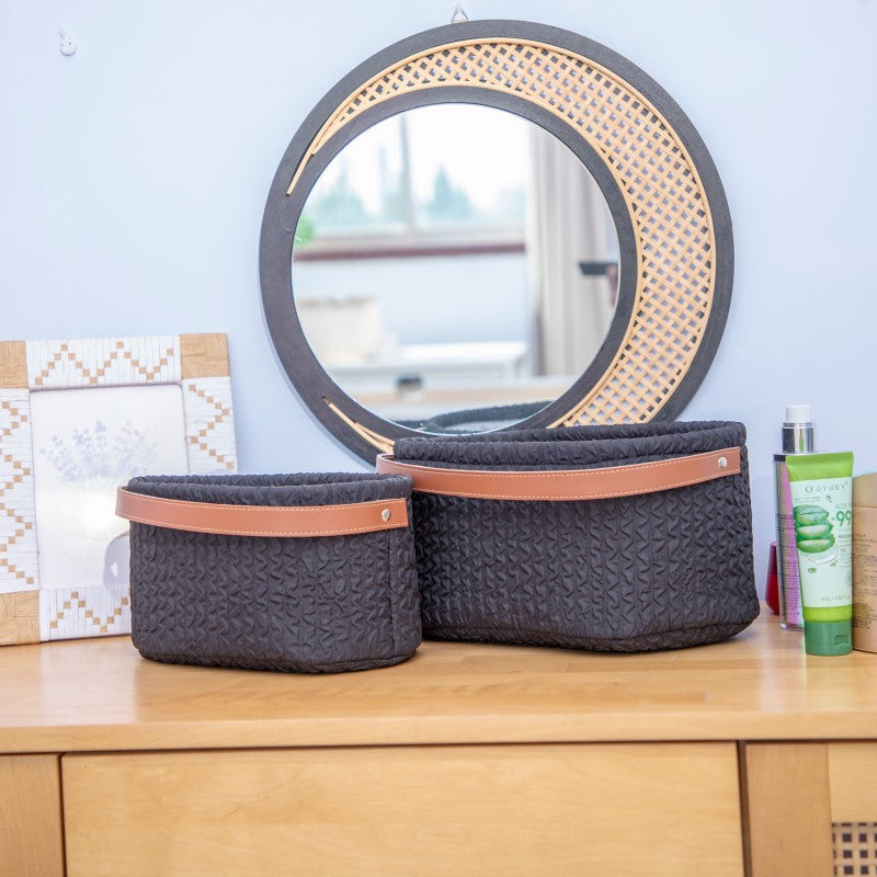 Elegant Storage Basket with Faux Leather Handle | Kelmera