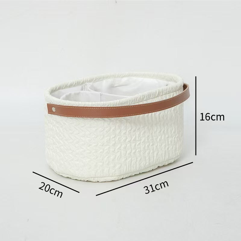 Elegant Storage Basket with Faux Leather Handle | Kelmera