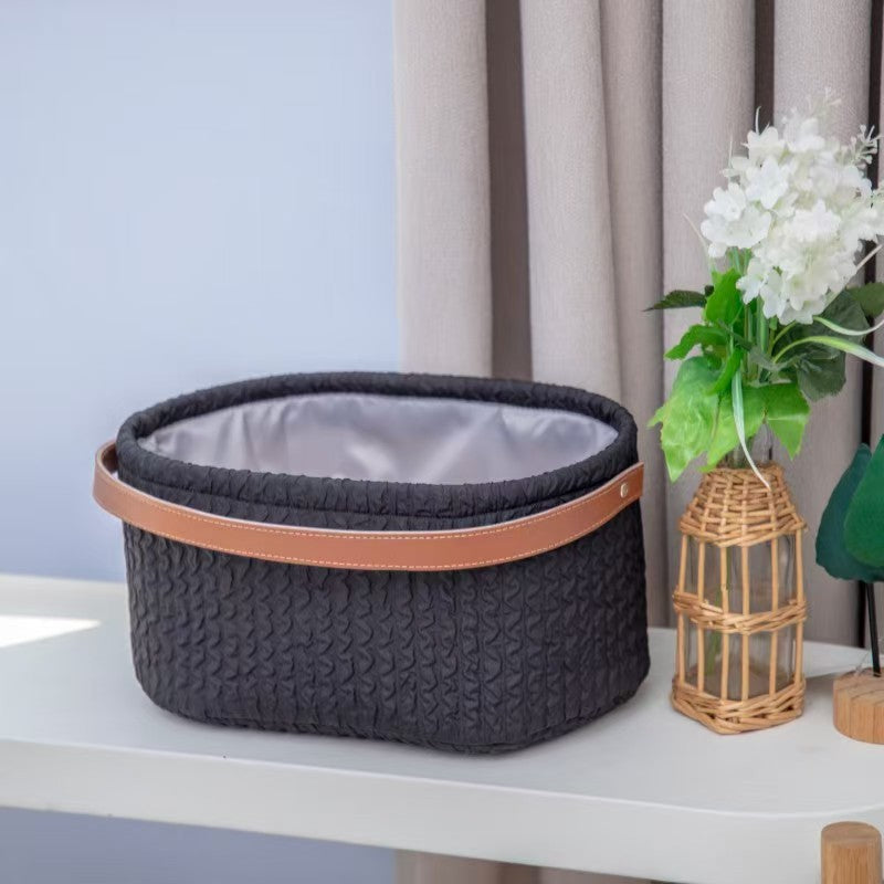 Elegant Storage Basket with Faux Leather Handle | Kelmera