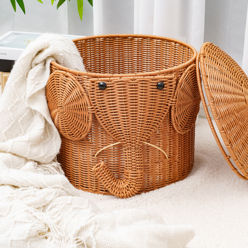Elephant-Shaped Woven Storage Basket | Kelmera