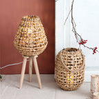 Floor Lamp Woven Natural Fiber Wood | Kelmera