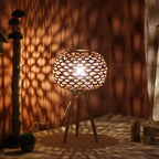 Floor Lamp Woven Natural Fiber Wood | Kelmera