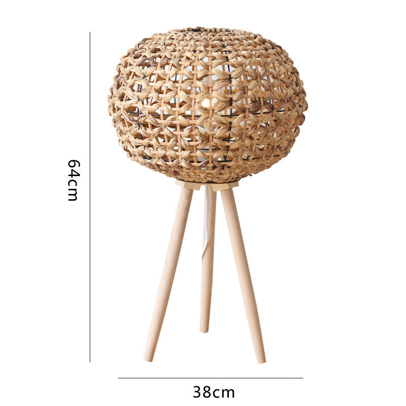 Floor Lamp Woven Natural Fiber Wood | Kelmera