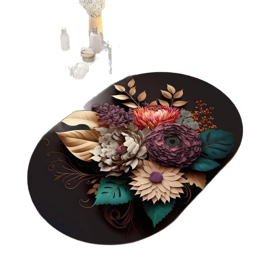 Floral Art Bath Rug | Kelmera