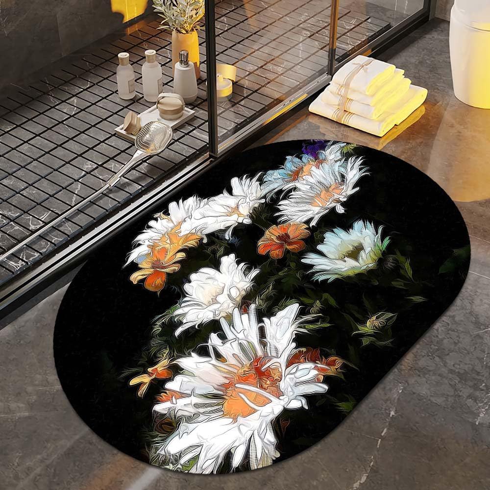 Floral Art Bath Rug | Kelmera
