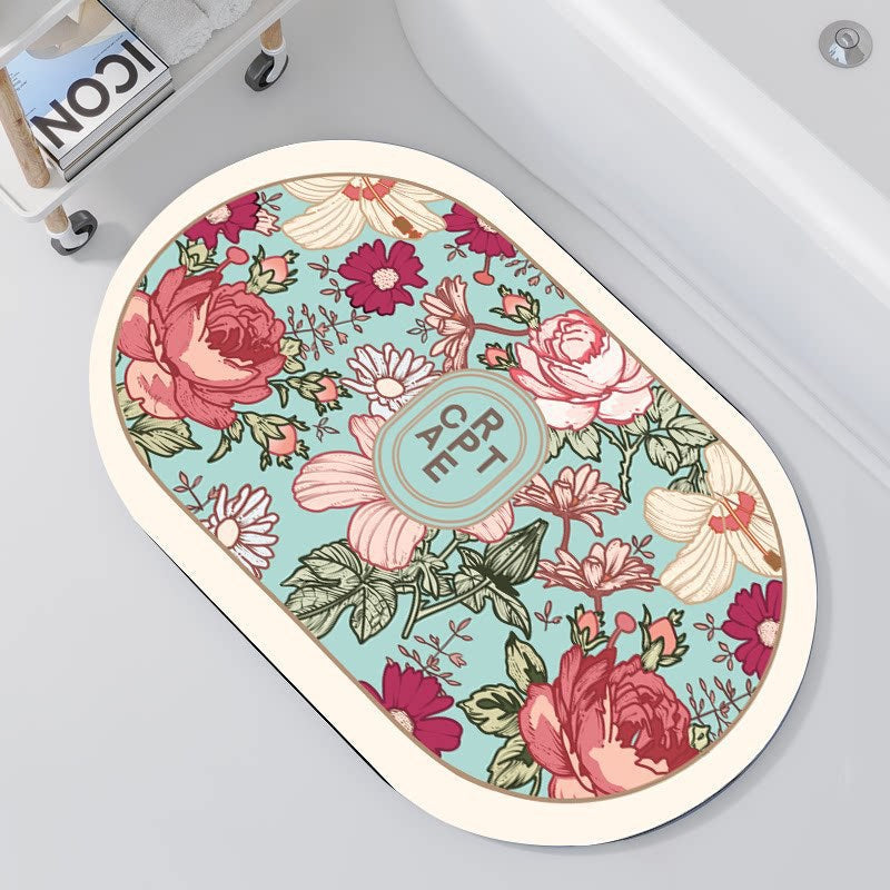 Floral Embellished Memory Foam Bath Mat | Kelmera