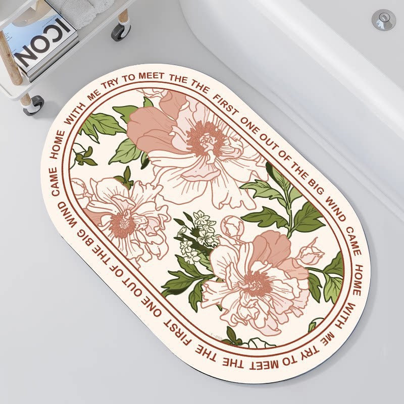 Floral Embellished Memory Foam Bath Mat | Kelmera