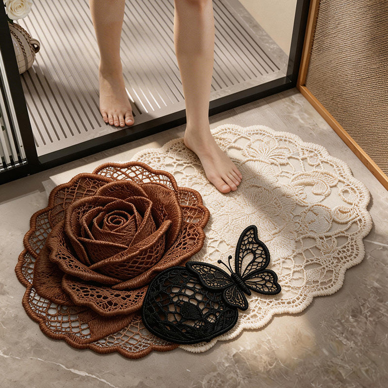Floral Lace Decor Bath Mat | Kelmera