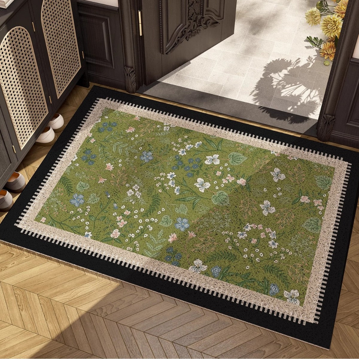 Floral Pattern Area Rug Non Slip | Kelmera