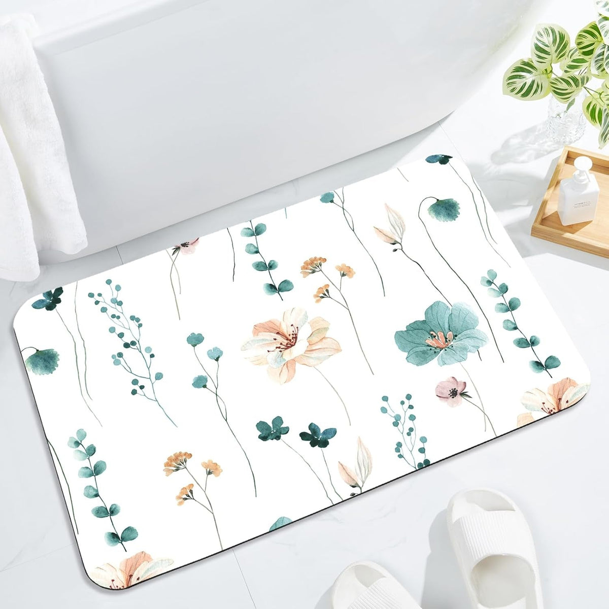 Floral Pattern Bath Mat | Kelmera