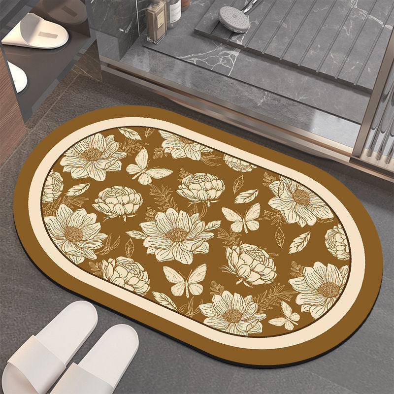 Floral-Patterned Memory Foam Bathroom Mat | Kelmera
