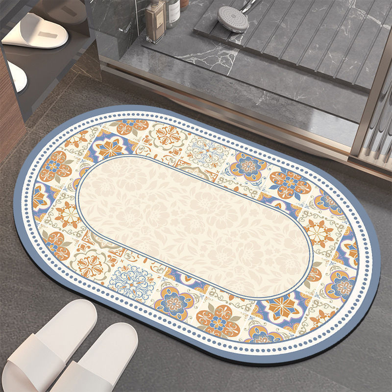 Floral-Patterned Memory Foam Bathroom Mat | Kelmera